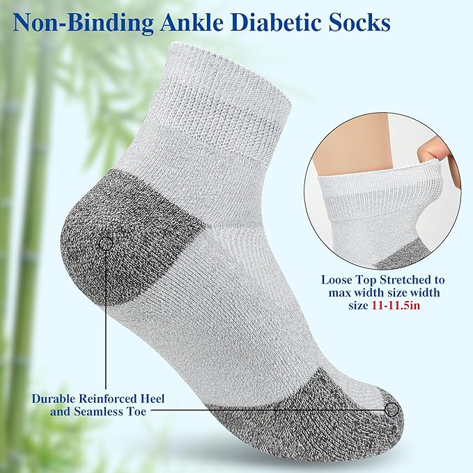 Diabetic Socks for Men,6 Pairs Ankle Mens Diabetic Socks,Diabetic Neuropathy Socks for Men Size 9-11/10-13/13-15.