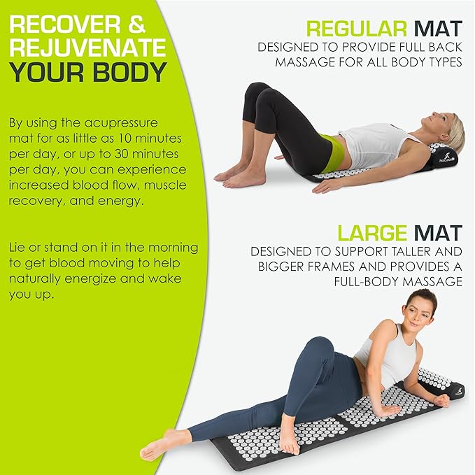 ProsourceFit Acupressure Mat and Pillow Set for Back/Neck Pain Relief and Muscle Relaxation