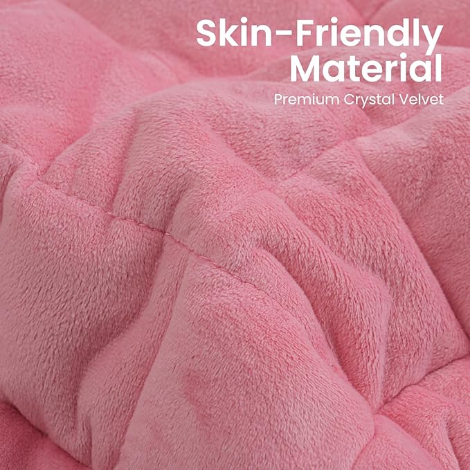 NOWWISH 5lbs Weighted Heating Pad for Women, Electric Heated Weighted Blanket with 6 Heat Settings, Timer & Auto Shut-Off, Relief for Period Cramps, Back Pain, Lap, Machine Washable, 29x24 inch, Pink