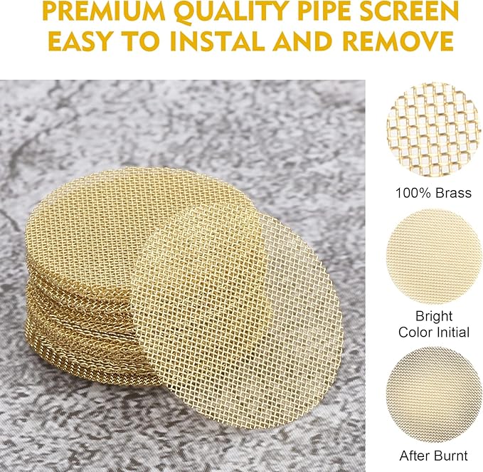 Scotte 200 pcs 3/8 Inch Brass Pipe Screens,9.5mm(0.375in) Metal Pipe Filter Screen with Storage Box