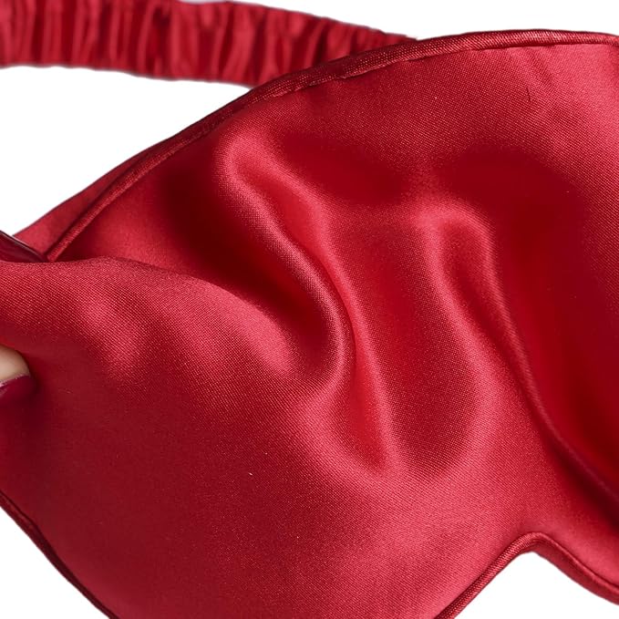 Mulberry Natural Silk Sleep Mask for Women & Men with Elastic Strap, Super Soft Sleeping Eye Mask, Size M, (Red)