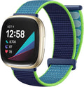 Getino Sport Loop Compatible With Fitbit Sense, Versa 3, Versa 4, Sense 2 - Stretchy Soft Nylon Elastic Braided Strap Replacement Wristband for Women, Royal Green Orange