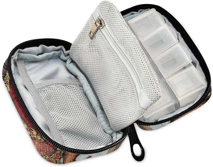 Travel Pill Case Happy Thanksgiving Weekly Small Pill Box 7 Day Pill Box Pill Organizer Bag