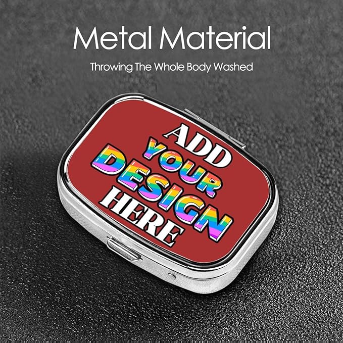 Custom Pill Box, Medicine Pill Organizer Case Container Travel Pill Holder Vitamin for Purse Med Wallet Portable Mini Pastillero Square, Brown, Personalized Gifts