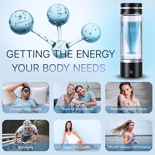 Hydrogen Water Bottle Generator - Molecular Water Machine Ionizer Up to 3000 PPB & SPE/PEM Technology, Kangen Smart Water Bottle and Boosted Oxygen