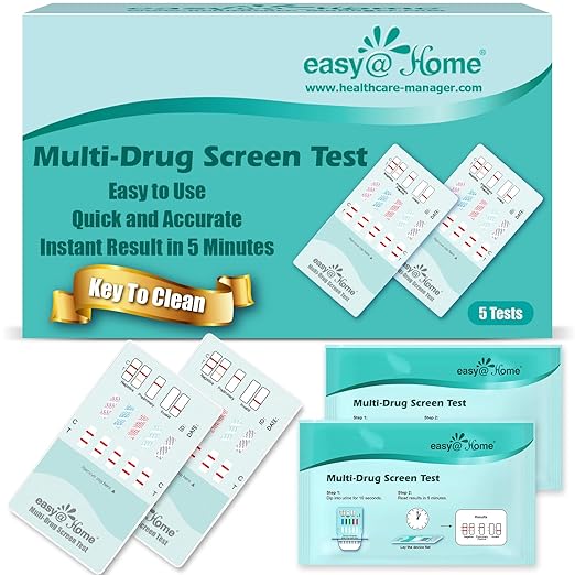Easy@Home 6 Panel Drug Test Kit - 5 Pack Urine Drug Tests, Testing Marijuana (THC), AMP, BZO, COC, MET, OPI 2000, at Home All Drugs Screening Test Kit, #EDOAP-264