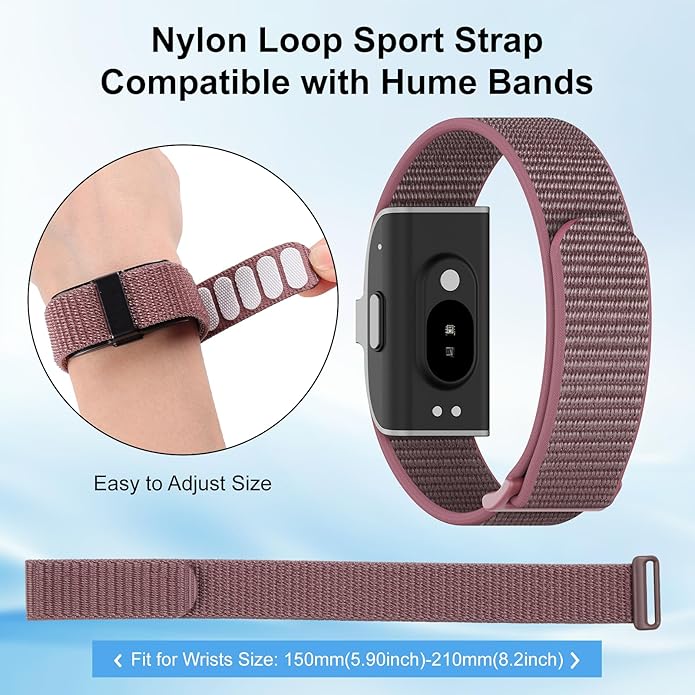 2 Pack Nylon Loop Sport Replacement Strap Compatible with Hume Band,Adjustable Soft Bands for Women Men,Breathable Lightweight Wristband for Fitness Tracker