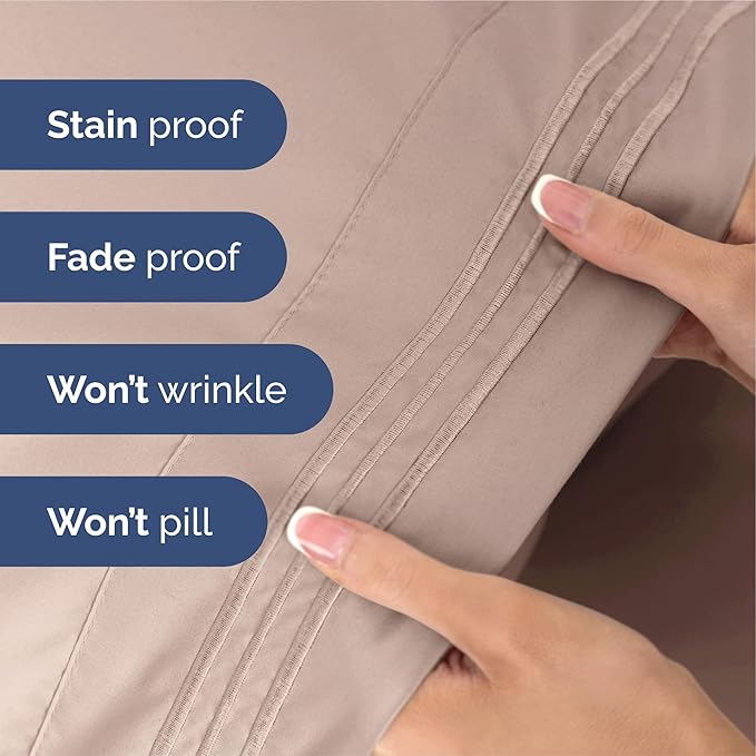 King Size 4 Piece Sheet Set - Extra Soft, Breathable & Cooling Sheets - Hotel Luxury Durable Bed Sheets for Women & Men - Deep Pockets, Easy-Fit & Wrinkle-Free Sheets - Dusty Pink Oeko-Tex Bed Sheets