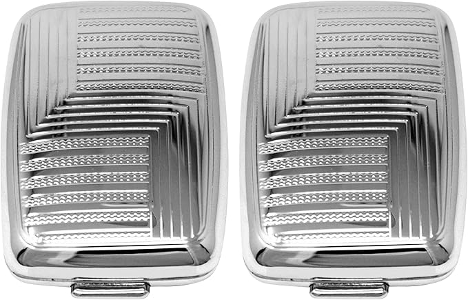 Set of 2 Etched Rectangular Pocket Purse Pill Box & Organizer with Dual Compartments (Waves - Engravable)