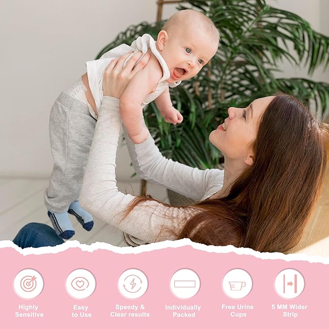 Pregnancy Test Strips with Urine Cups, 10 Count Individually Wrapped hCG Early Detection Home Tests Over 99% Accurate, Rapid Early Detection Pregnancy Test Strip 25mIU/mL
