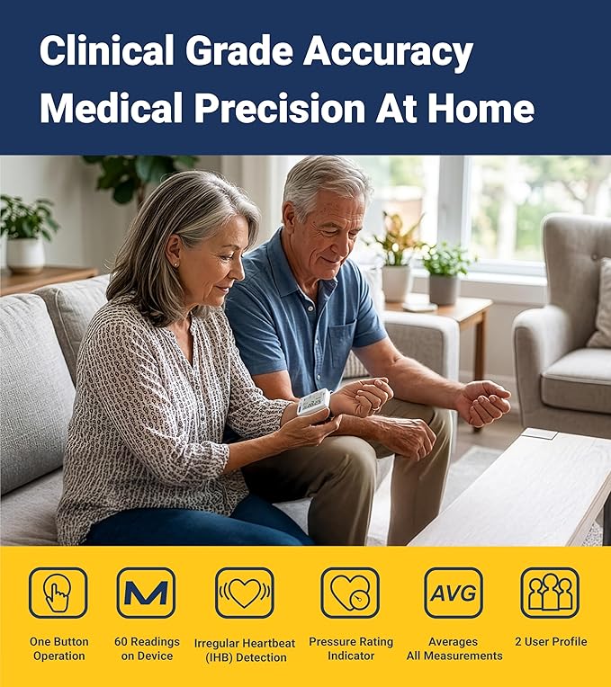 A&D Medical Essential One Wrist Blood Pressure Monitor for Home Use, UB-543, BP Adjustable Cuff (5.3-8.5"/13.5-21.5 cm), 2 Users, One Button Operation, 60 Reading Memory, Carrying Case, 2 AAA Battery