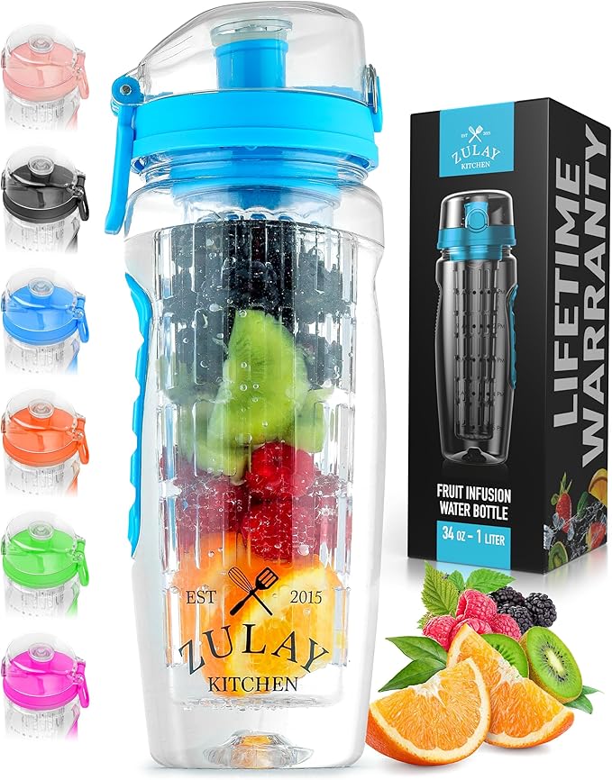 Zulay Fruit Infuser Water Bottle - 34oz - Leakproof With Full-Length Infusion Rod - Men Women's Ideal Fitness Gift Or For Gym, Camping