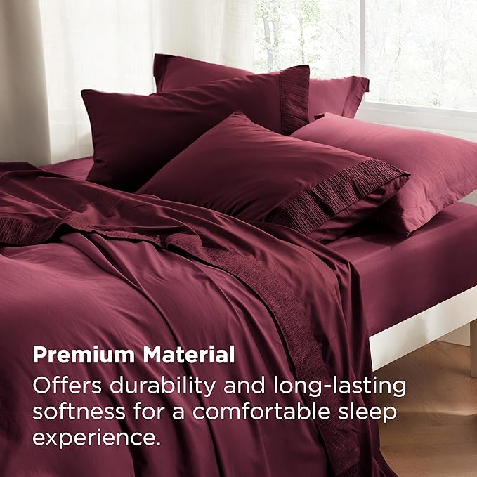 Bedsure Twin Sheets Set - 3 Pieces Soft Twin Bed Sheets - Breathable & Cooling - Hotel Luxury - Easy Care Polyester Microfiber Bedding for Women, Men, Red