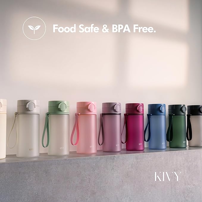KIVY Tritan Water Bottle 22oz [WITH FLIP LID] - Reusable & Slim Waterbottle for Travel, Gym & School - Dishwasher Safe - Skinny Leak Proof & Lightweight Bottle Small - BPA Free