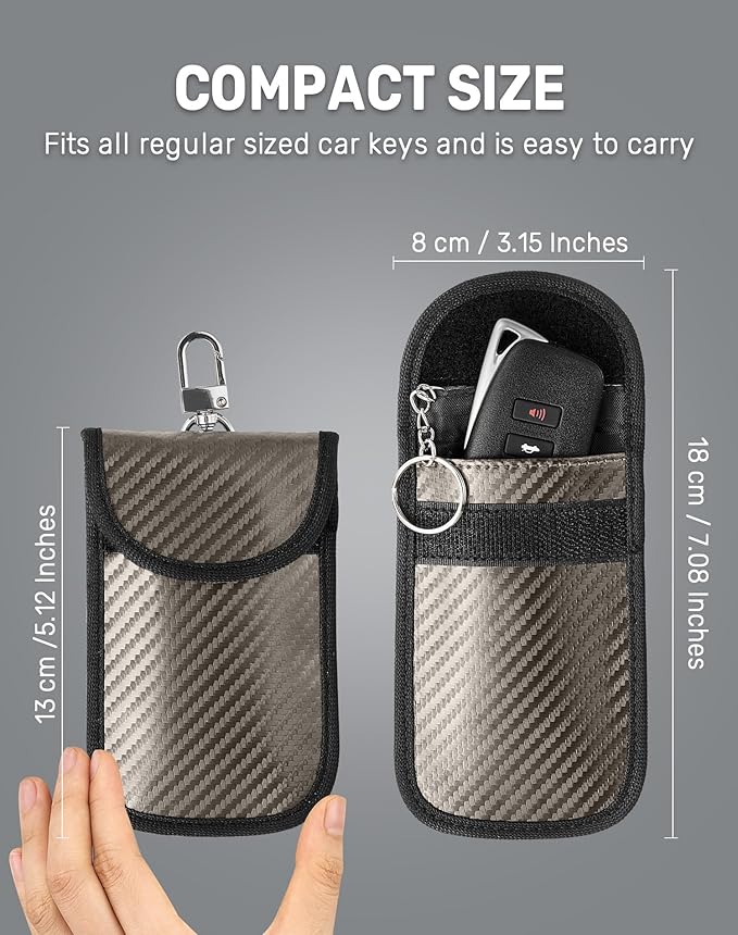 Upgraded Faraday Bag for Key Fob (2 Pack), Premium Faraday Key Fob Protector– Car RFID Signal Blocking, Car Security Protection, Anti-Theft Pouch, Anti-Hacking Case Blocker Light Bronze