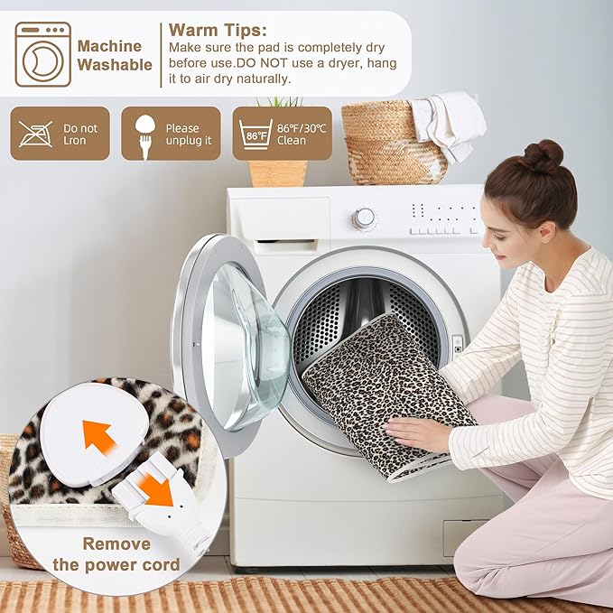 Deepsoon Heating Pad,Electric Heating Pads for Back,Neck,Abdomen,Moist Heating Pad for Shoulder,Knee,Arms,Legs,Dry/Moist Heat & Auto Shut Off,Christmas Gifts for Men and Women,Leopard Print,24x20 Inch