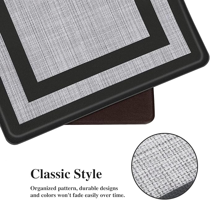 Mattitude Kitchen Mats Set of 2 Cushioned 0.47 inch Kitchen Rugs Non-Skid Rug Sets Ergonomic Comfort Standing Mat for Kitchen, Floor, Office, Sink, Laundry, Black