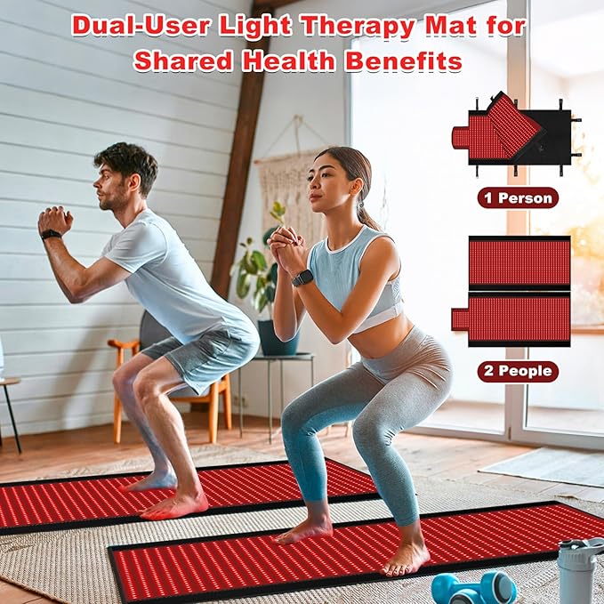 Red Light Therapy Mat, 2in1 LEDs (660nm& 850nm) Red Light Therapy Blanket, Premium Material, Adjustable Timer & Intensity