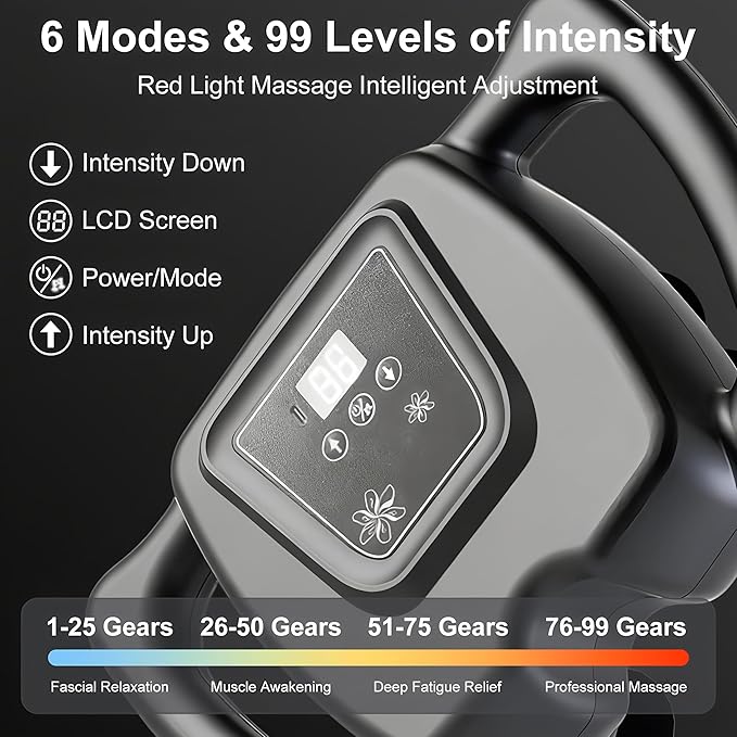 16-Drive 8-Head Massage Gun Set, Deep Tissue Percussion Massager with 16 Massages Heads, Red Light Therapy, Quiet Muscle Massage Gun for Back, Shoulders, Legs, Foot, Body Muscle Pain Relief (16-Head)