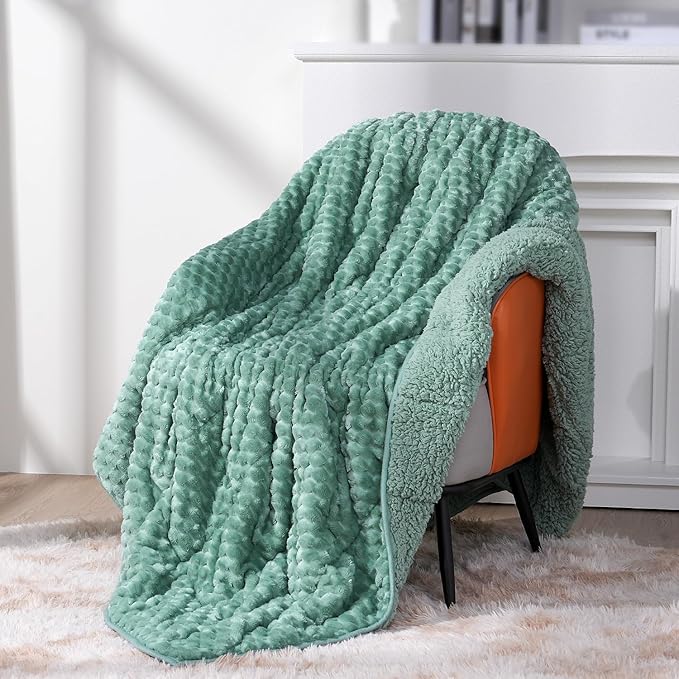 Topblan Weighted Blanket for Adults, 60" x 80" 20lbs, Soft Sherpa Queen Size Heavy Blanket with 3D Jacquard Turtle Shell Flannel Fleece for Couch and Bed
