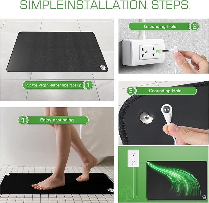Grounding Mat for Desk to Improve Sleep, Pain Relief, Inflammation, Balanced Energy, 16 x 24 inch 3MM Thickened Earthing Mat Grounding Pad for Feet, Working, Yoga, Enjoy The Grounding Effect at Home
