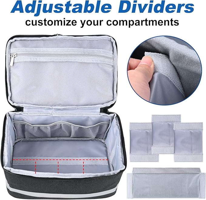 Medication Organizer Storage Bag,Portable Pill Bottle Organizer with Hand or One Shoulder,Travel Medicine Bag with Strap,Famliy First Aid Box for Medication(Black)