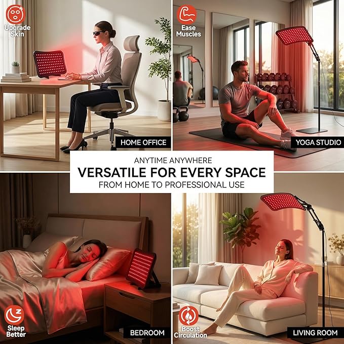 Renergy Red Light Therapy Lamp with Stand, 660nm 850nm Near Infrared Red Light Therapy Panel for Face & Body, Portable LED Light Therapy Device with Remote Control, 5 Brightness 3 Timer for Home Use