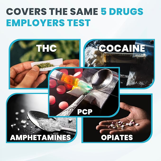 Exploro Federal Level 5 Panel Drug Test Kit - At Home Urine Drug Screen for THC, Cocaine, Amphetamines, Opiates, PCP - Accurate Results for Pre-Employment & Personal Use (Pack of 10)