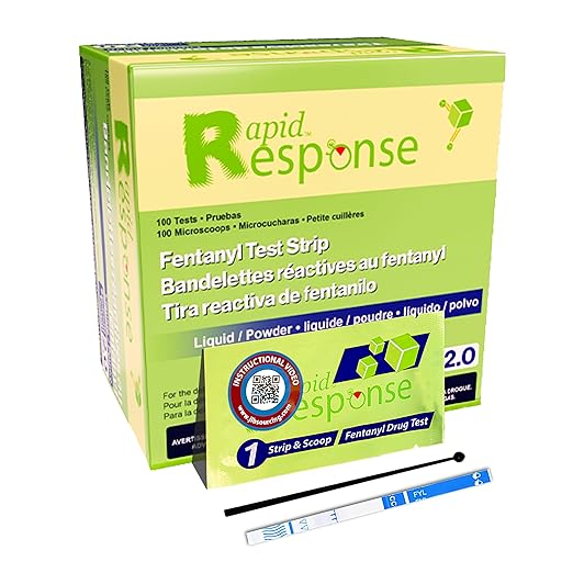 Rapid Response 2.0 Fentanyl Test Strips – Upgraded Drug Testing Kit with Micro Scoop – Fewer Cross-Reactions – Fast & Accurate Harm Reduction Tool for Overdose Prevention(100 Pack)