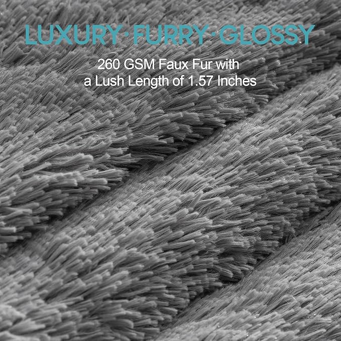 Cottonblue Weighted Blanket 25lbs 60x80 inches for Queen Bed, Faux Fur Sherpa Weighted Blanket for Adults, Plush Cozy Bed Blanket with Glass Beads for Calm and Relax, Grey