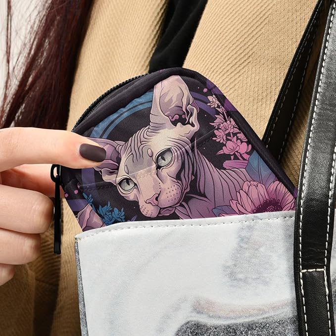 Sphynx Cat Travel Medicine Organizer Bag Compact Pill Case with Inner Compartments & Secure Zipper for Women Men Seniors