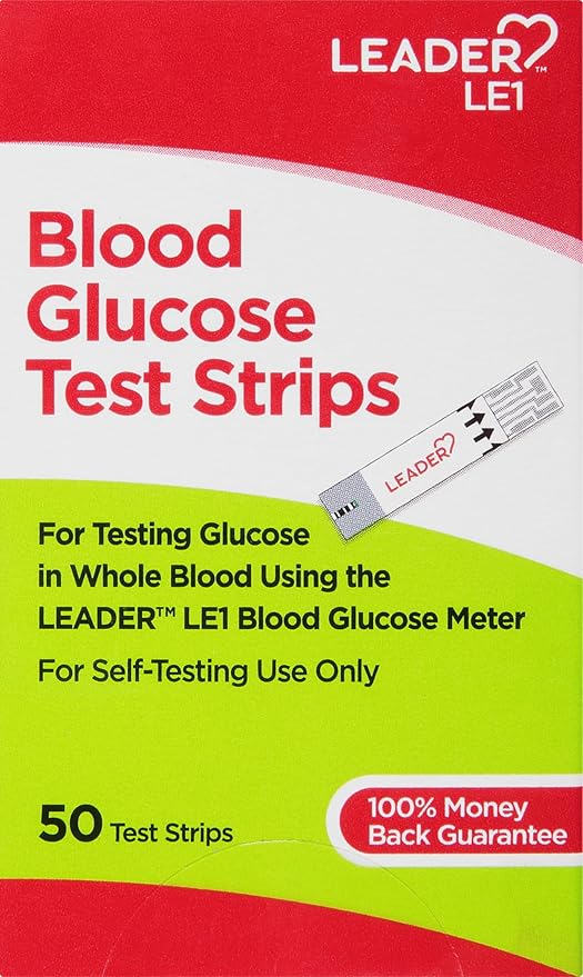 LEADER Blood Glucose Test Strips for Diabetes, No-Coding, Fast, Certified, Accurate Results, Use with LEADER Blood Sugar Monitoring System, 50 Diabetic Test Strips