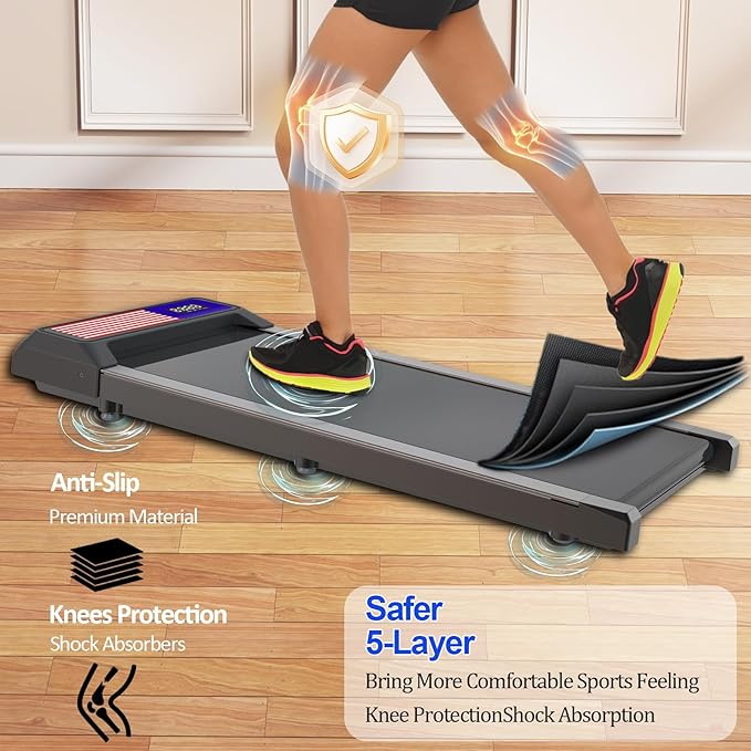Under Desk Treadmill,Walking Pad with 5% Incline，Treadmills for Home & Office, 2.5HP Portable Treadmill with Remote Control and LED Display