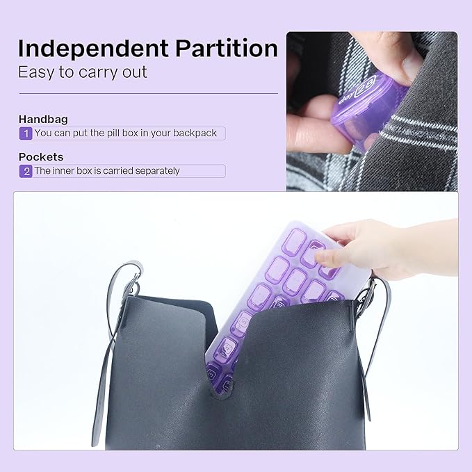 Monthly 31 compartments Pill Organizer Day Pill Organizer for Medicine Vitamin Holder Container (Purple)