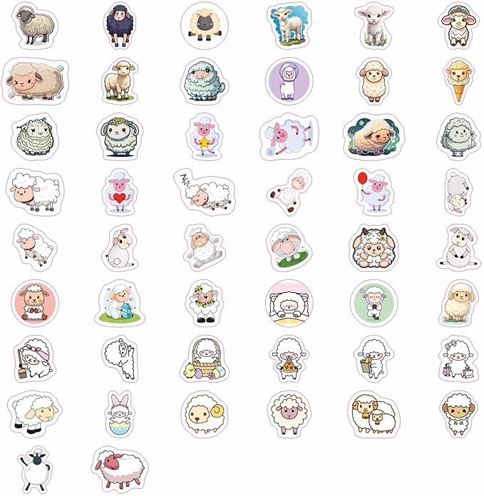 BulbaCraft 100Pcs Sheep Stickers, Lamb Stickers, Sheep Gifts for Women, Lamb Party suppliess, Gifts for Women & Men