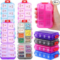 4 Pack 14 Grids Travel Pill Organizer with Printed Labels 2 Times a Day Pill Organizer Foldable Travel Medicine Kit Am Pm Weekly Medicine Box for Vitamin Fish Oil Supplement Storage