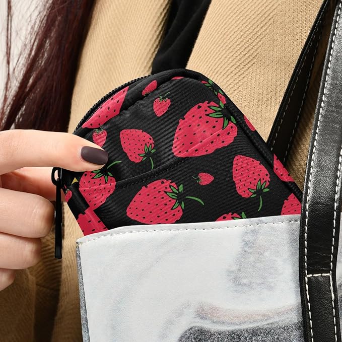 Strawberry Fruit Pill Box 7 Day Pill Case Travel Pill Organizer Bag Container for Medicine with Zipper Portable Weekly Case Compact Size for Medicine, Vitamin, Supplement
