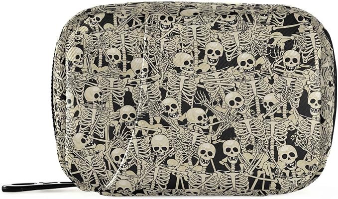Fun Skull Pill Box 7 Day Pill Case Travel Pill Organizer Bag with Zipper Portable Weekly Vitamin Medicine Supplement Holder Pouch Bag