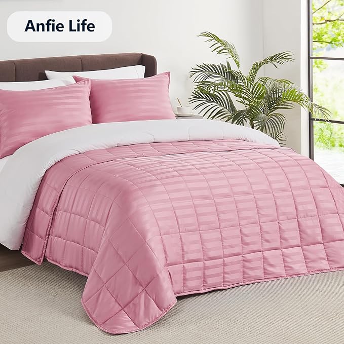 Weighted Blanket Queen/King Size (80"x87" 25lbs),Ultra Soft and Cozy Cooling Weighted Blanket for Adult,Heavy Blanket with Machine Washable Soft Blanket, Pink