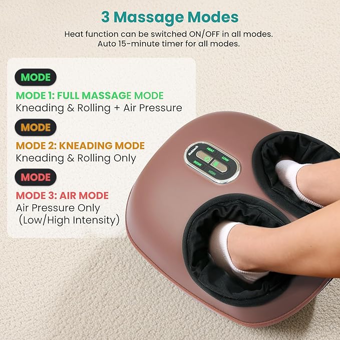 Nekteck Shiatsu Foot Massager Machine with Heat, 2026 Upgraded Air Compression Deep Kneading Therapy Feet Massager, Improve Blood Circulation and Foot Wellness, Massage Tools FSA Eligible HSA Eligible