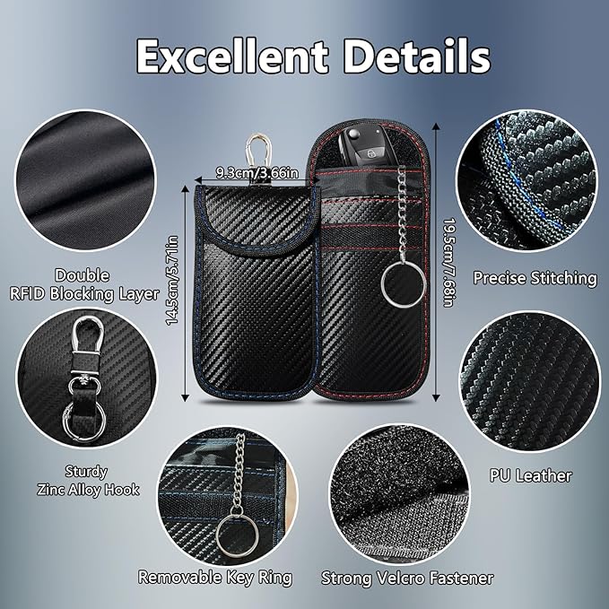 Faraday Box with Faraday Bags for Car Keys, Faraday Key Fob Protector, Faraday Cage Key Fob Signal Blocker, Signal Blocking Box for Car Keys Phones (Extra-Large[2 Phones+6 Keys])