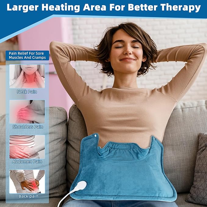 Heating Pad for Neck and Shoulders and Back Pain Relief Valentines Day Gifts for Her Him 2lb Weighted Electric Neck Heating Pad Shoulder Heating Pads 6 Heat Settings 4 Timers Auto-Off