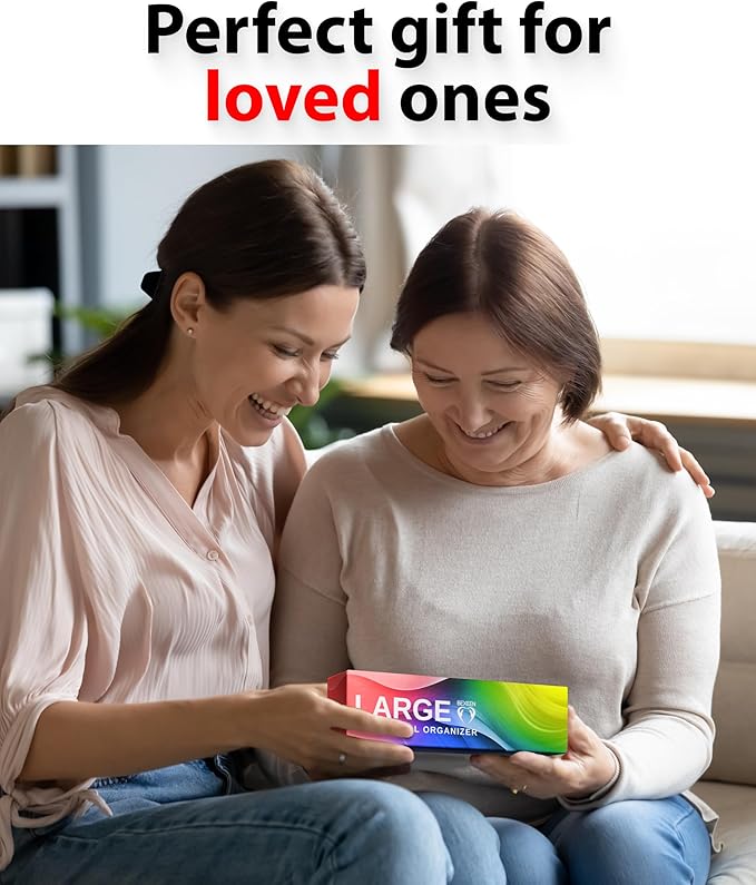 Extra Large Pill Organizer 2 Times a Day – XL Pill Box 7 Day with Big AM/PM Compartments – Fits Large Vitamins, Supplements & Gummies, for 7 or 14-Day Use, Color-Coded, Senior-Friendly, No Spills