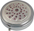 Purple Amethyst Silver Pill Box – Round 3-Compartment Metal Pill Organizer, Compact 2-Inch Travel Pill Case for Purse or Pocket