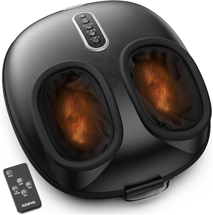 RENPHO 2026 [Upgraded] Foot Massager with Heat, FSA Eligible Shiatsu Foot Massager for Plantar Fasciitis, Deep-Kneading, Air Squeezing Feet Massager, Birthday Gifts for Women Mom Size 12