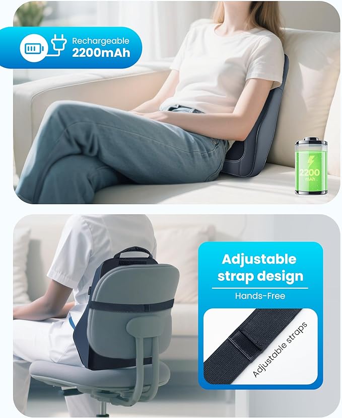 COMFIER Cordless Back Massager with Heat,Vibration & Shiatsu Neck Back Massager for Pain Relief Deep Tissue,Rechargeable Nekc Shoulder Massager Portable,Gifts for Mom Dad