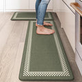 Anti Fatigue Kitchen Mats for Floor 2PCS, Non Slip Kitchen Rugs and Mats, Memory Foam Kitchen Mat, Heavy Duty Ergonomic Comfort Rugs for Kitchen Floor, Office, Sink, Green