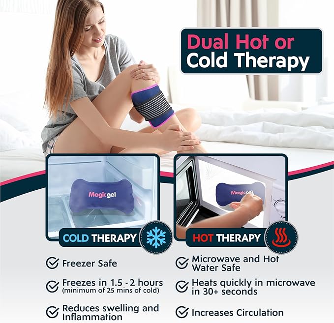 Magic Gel Ice Packs for Injuries Reusable (3 Pieces) | Flexible Wrap Around Gel Ice Pack Knees, Back, Shoulders, Arms and Legs (11" x 5.5") | Hot and Cold Compress Cold Packs for Injuries