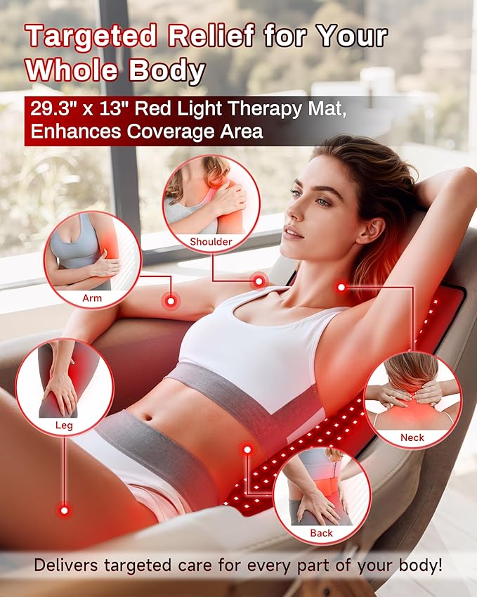 Red Light Therapy Mat 29.3" x 13", 330 LEDs Medical-Grade TPU Red Light Therapy Pad, 660nm&850nm Infrared Light Therapy for Body Pain Relief (Black)
