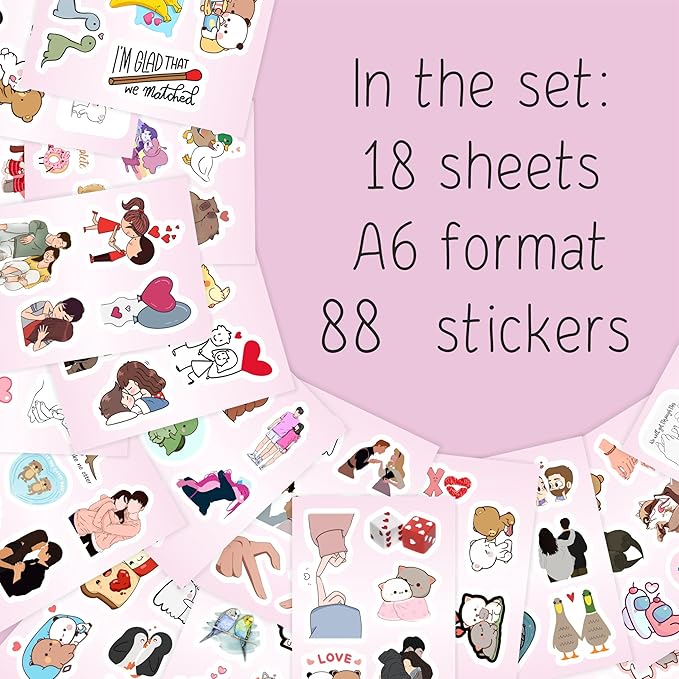 BulbaCraft Couple Stickers, Love Stickers for Water Bottle & Laptop - Couple Party Supplies & Decorations, Waterproof Vinyl Decals, Love and Relationship Decals, Gifts for Women & Men